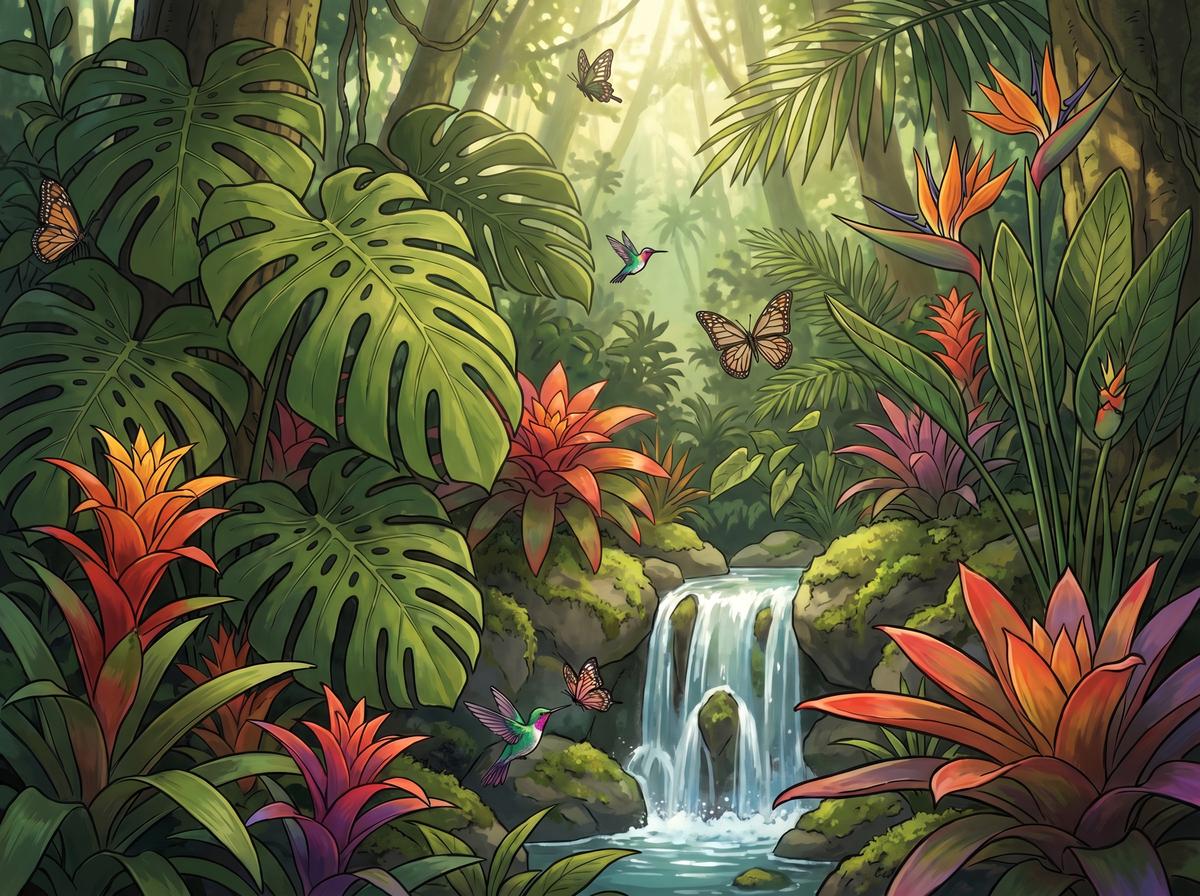 AI换脸视频-热带雨林探秘植物视频